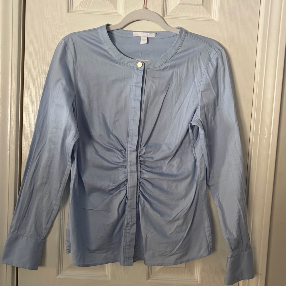 Boss Collarless Button down blouse - image 3